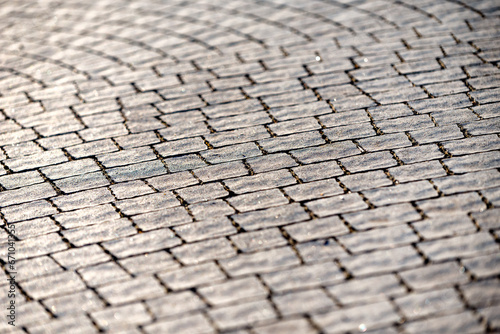 vintage stone tile road without people