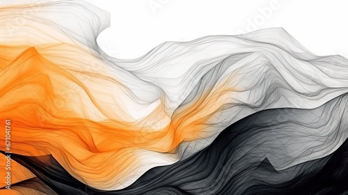  an orange and black abstract painting on a white background with a white background. generative ai
