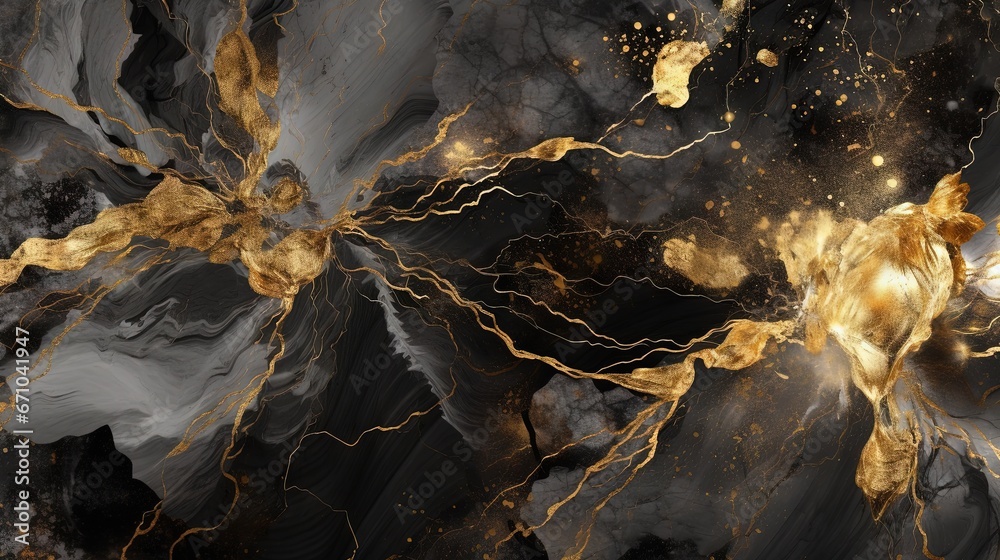  a computer generated image of a gold and black swirl design.  generative ai