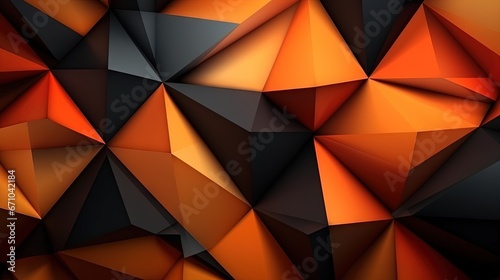  an abstract background of orange and black shapes with a black background. generative ai