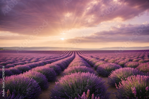 lavender fields at sunset  mountain plantations