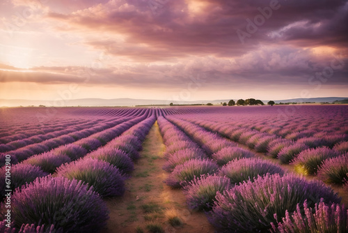 lavender fields at sunset  mountain plantations