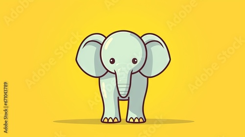  an elephant standing on a yellow background with a yellow background. generative ai