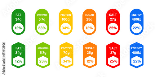 Nutrition fact icon. Amount ingredient calorie sign. Nutrition fact calorie vector icons