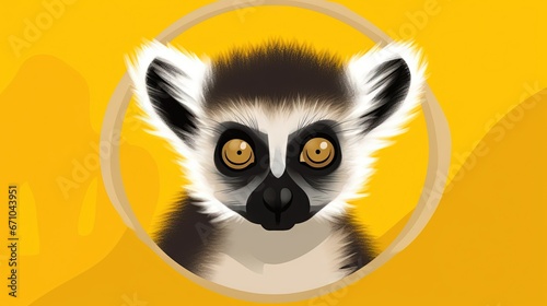  a close up of a small animal with a yellow background. generative ai