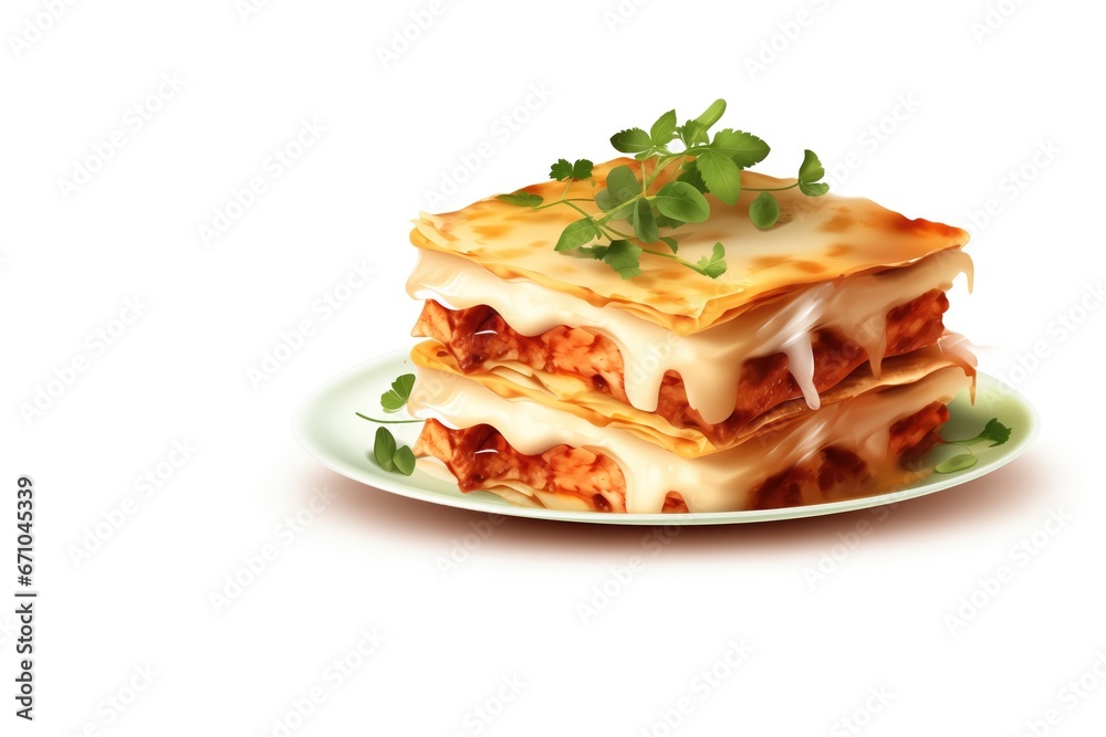 Clear Background, Lasagna On Plate