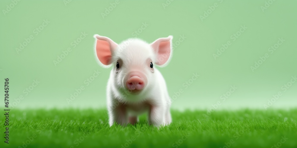 custom made wallpaper toronto digitalCute Piglet On Green Lawn For World Vegan Day