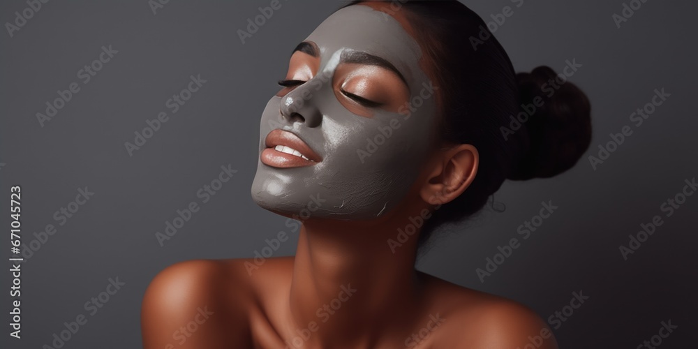 Darkskinned Woman Applies Nourishing Clay Mask For Rejuvenation