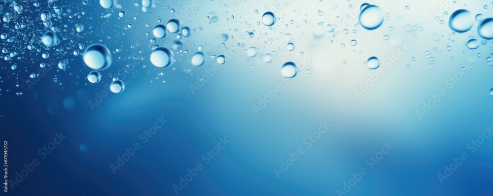 Defocused Water Surface With Bubbles And Blurring Blue Color