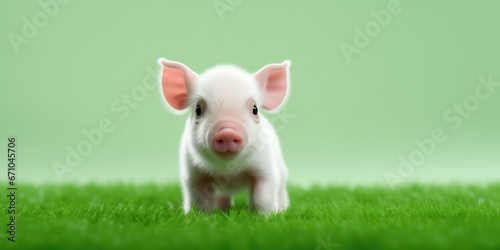Wallpaper Mural Cute Piglet On Green Lawn For World Vegan Day Torontodigital.ca