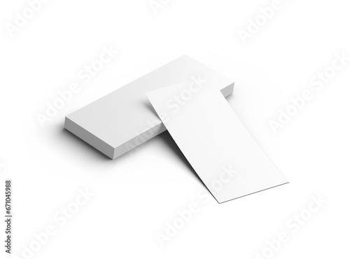 Blank 4x9 Rack Card Sized Flyers to present your design. 3d render on a transparent background