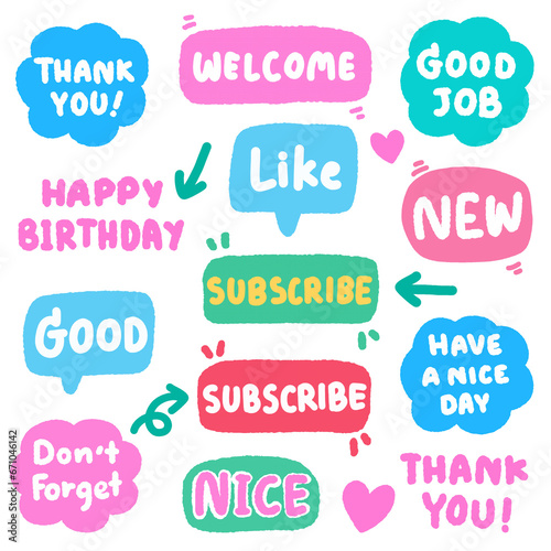 calligraphy hand writting. thank you, welcome, good job, happy birthday, like, subscribe, don't forget, nice, have a nice day, in text box.