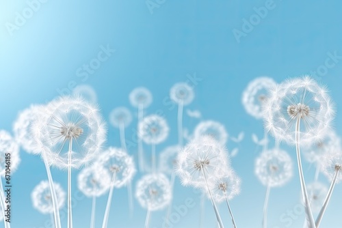 Beautiful fantasy abstract 3d dandelions on a light