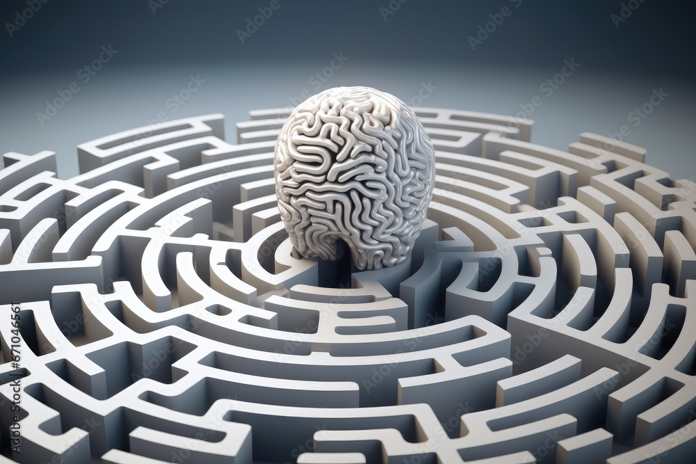 custom made wallpaper toronto digitalBrain puzzle and maze, overthinking concept
