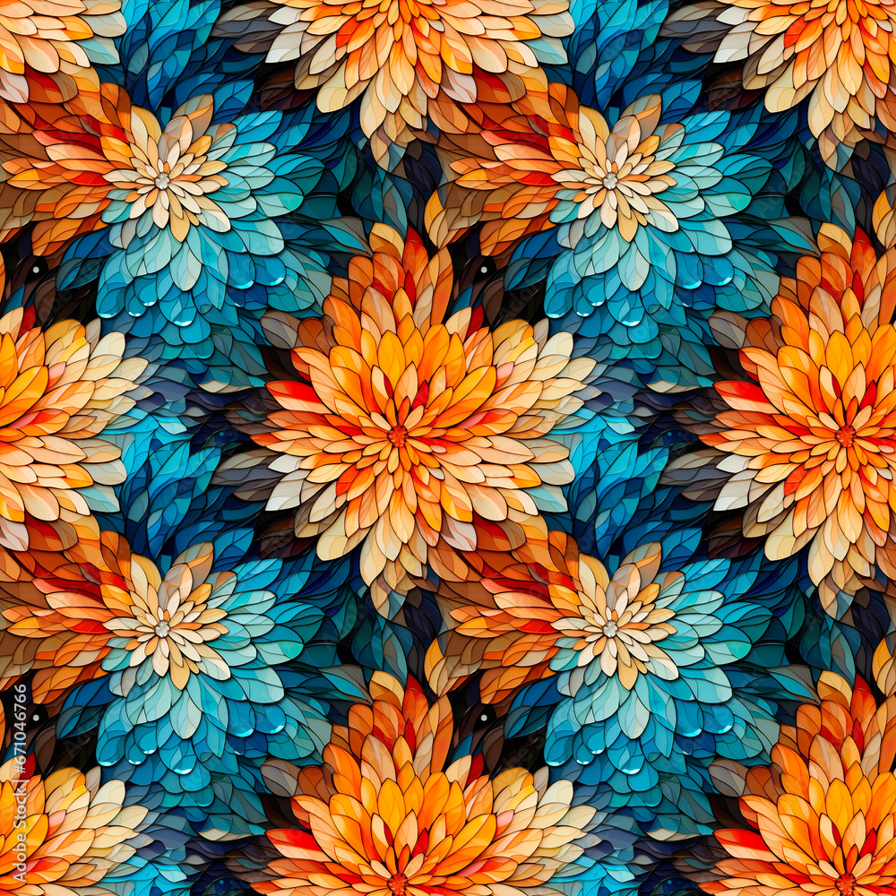 seamless pattern of mosaic art in glass, seamless pattern of mosaic art in glass,