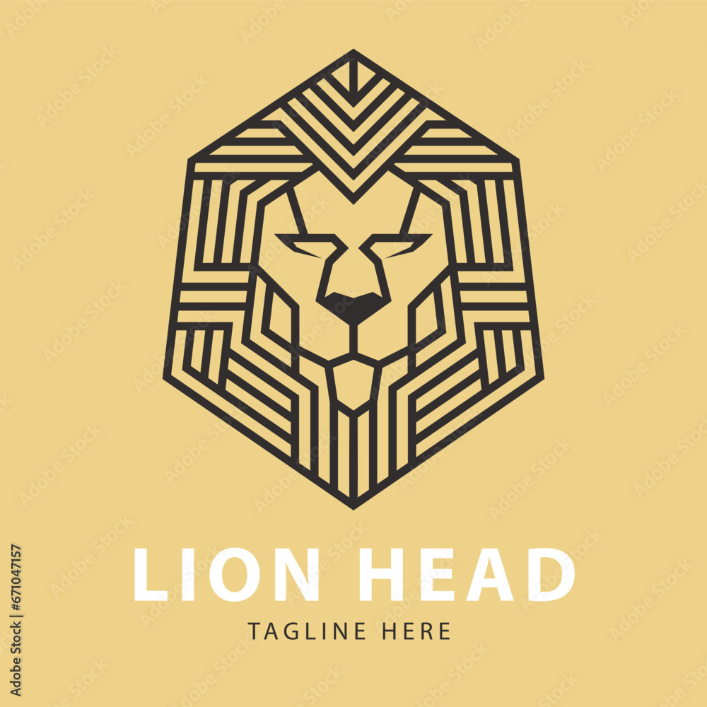 Fotografie Line art lion head logo design template