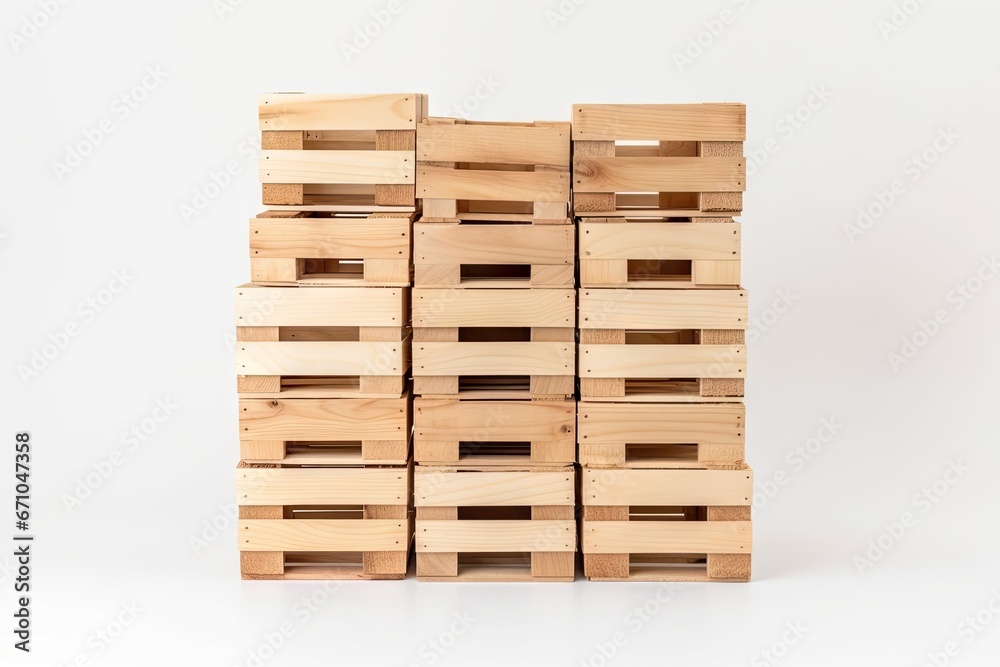 Empty wooden wood crate box on white background