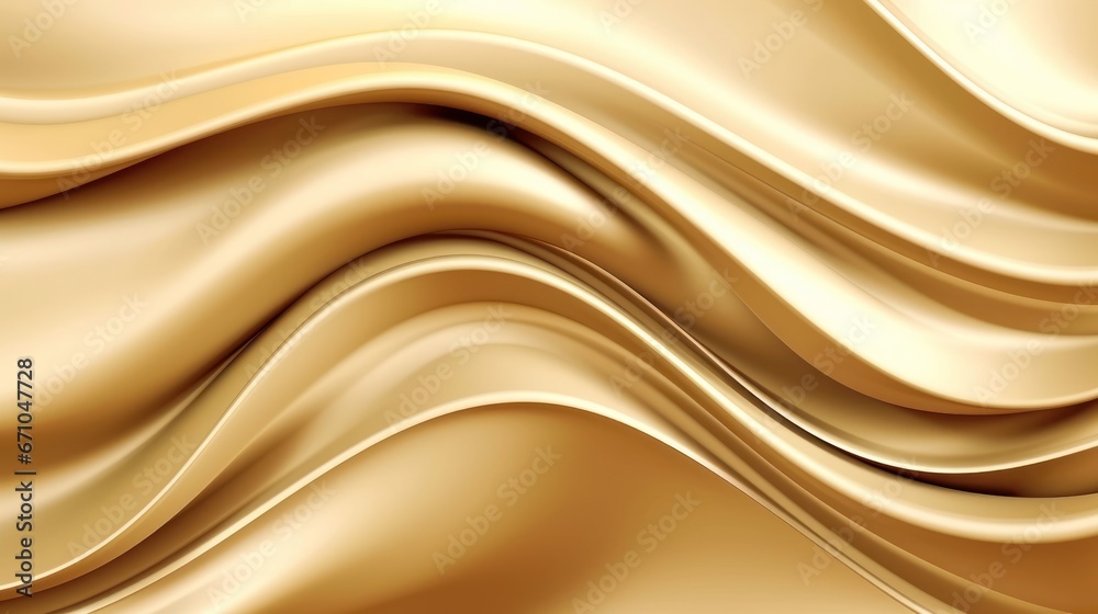 Obraz premium Luxury futuristic 3D abstract gold background. Shine gradient illustration, minimal. Digital luxury drawing for interior design, fashion textile, wallpaper, website