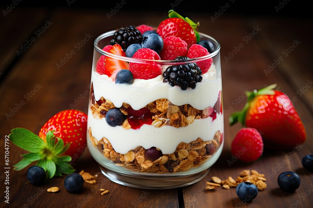 Granola yogurt parfait with fresh berries healthy Granola yogurt parfait with fresh berries healthy