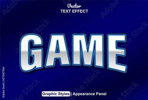 Game text effects in a modern blue style and editable