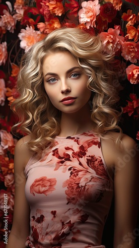 Portrait of a young woman with natural makeup and natural styling. Advertising natural cosmetics. Advertising for a beauty salon. Care cosmetics, face and body skin care. Generative AI art