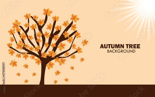 Autumn Maple Tree With Falling Leaves