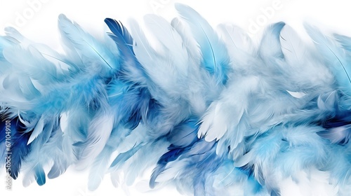  a close up of a blue and white feather pattern on a white background.  generative ai