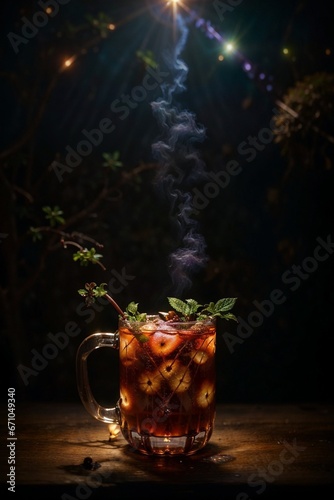Magic drink on a dark background