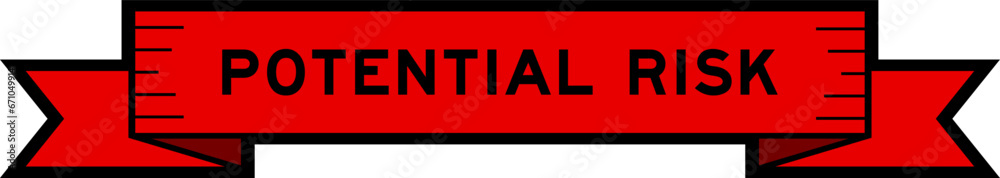 Ribbon label banner with word potential risk in red color on white background Ribbon label banner with word potential risk in red color on white background
