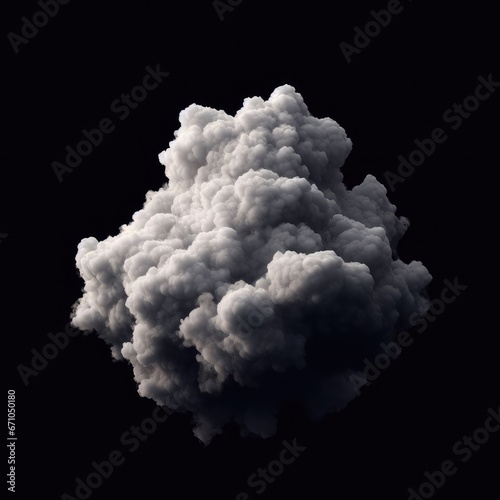 white cloud with precipitation in the form of snow and rain on a black background