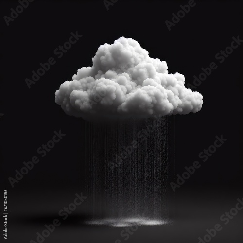 white cloud with precipitation in the form of snow and rain on a black background © Deanmon
