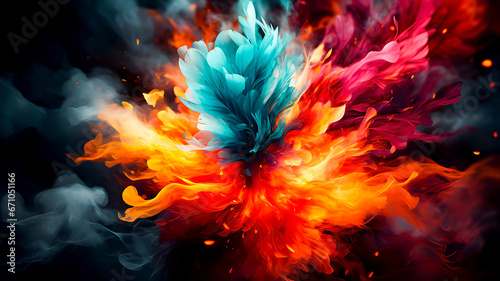 Vivid Colored Abstract Background with Feathers
