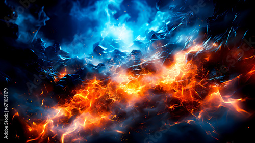 Vivid Colors Abstract Background with Flames