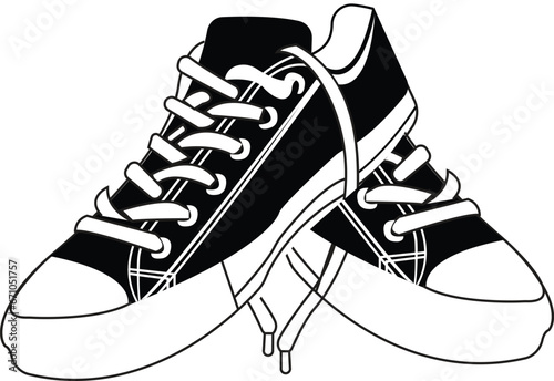 Sports shoes, sneakers black icon, flat design on transparent background. Vector, sports and lifestyles shoes, sneaker vector hand drawn , shoe icon. new shoe for sport branding design element, vector