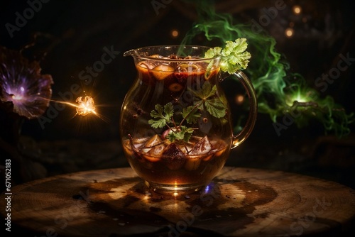 Magic drink on a dark background