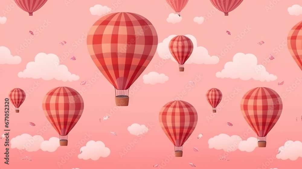  a group of hot air balloons flying in the sky with clouds.  generative ai