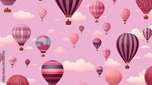  a bunch of hot air balloons flying in the sky with clouds. generative ai