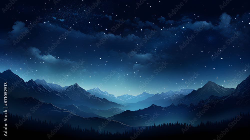 abstract graphic poster depicting a digital night scene with a starry sky, suitable for web pages and PowerPoint backgrounds,