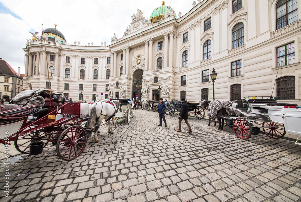 city center.horse-drawn city tour carriage. Europe travel