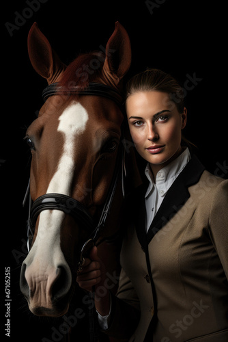 Portrait of a Dressage rider and the horse