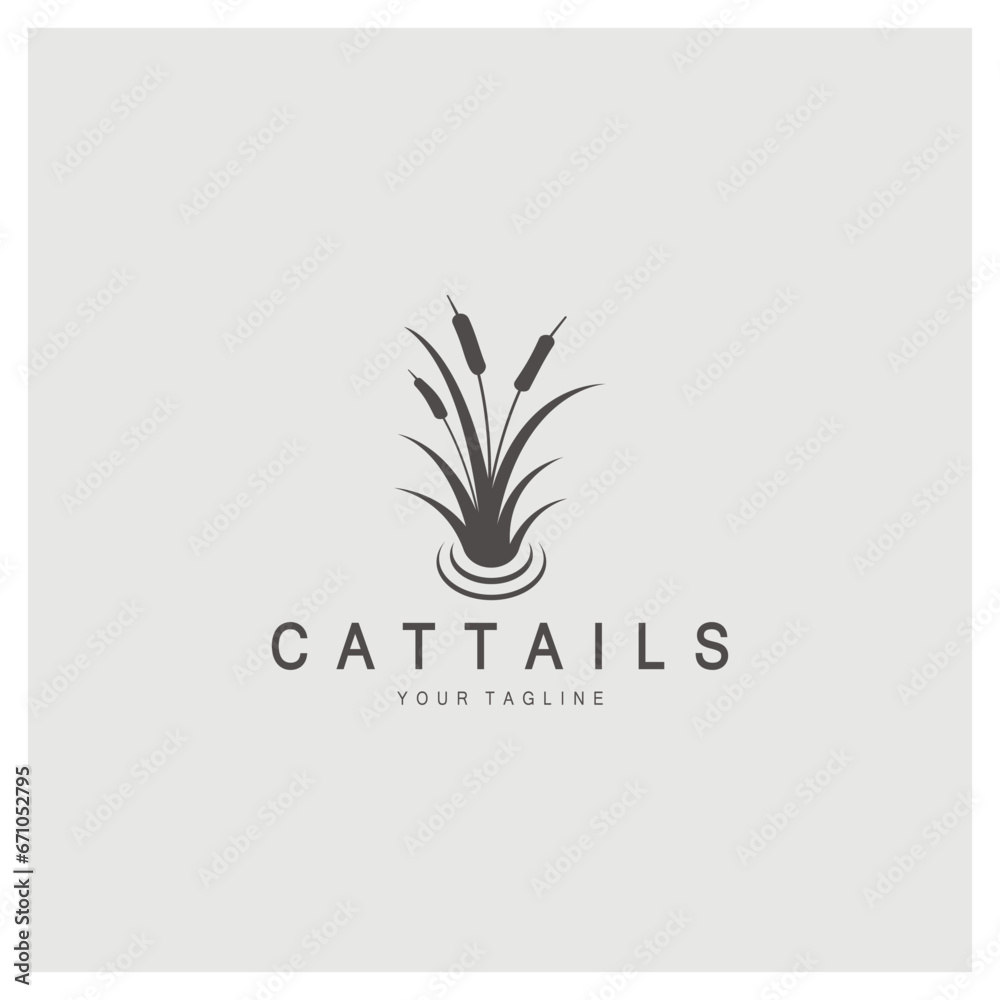 cattails or river reed grass plant logo design, aquatic plants, swamp, wild grass vector cattails or river reed grass plant logo design, aquatic plants, swamp, wild grass vector
