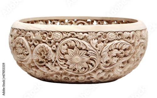 Intricately Carved Stone Potpourri Bowl on Transparent background