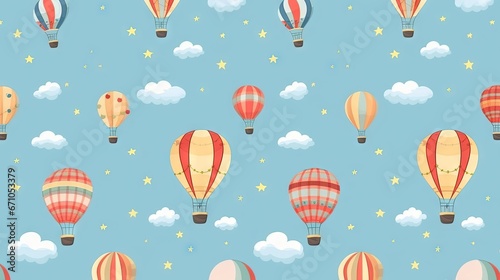  a group of hot air balloons flying in the sky with stars. generative ai