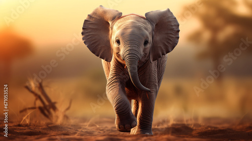 Baby Elephant-themed Background for Wildlife Presentations and Conservation Slideshows. © Akash
