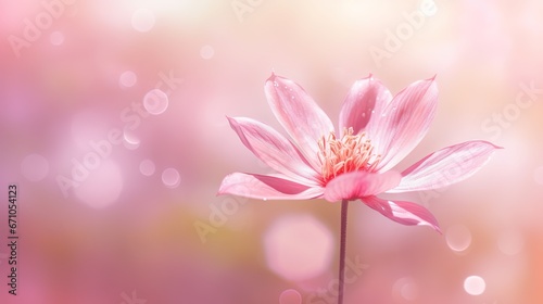  a pink flower with a blurry background in the background. generative ai