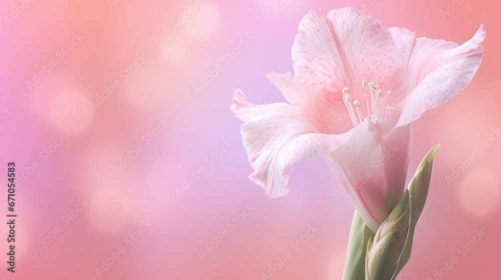  a pink flower with a blurry background is in the foreground.  generative ai