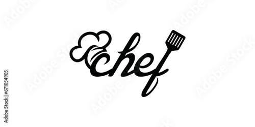 Brand chef logo template. Chef word sign symbol icon. Chef logo abstract cooking logo