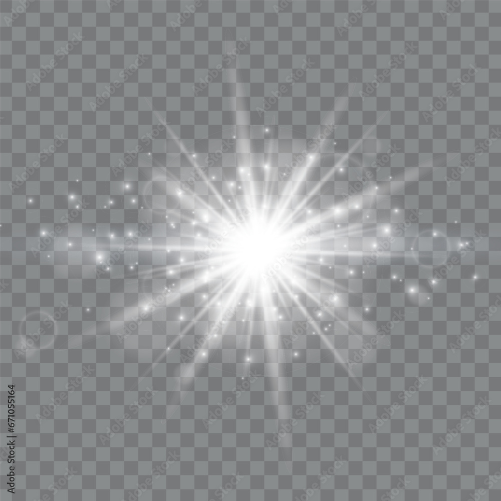Glow light effect. Starburst with sparkles on transparent background.sun Glow light effect. Starburst with sparkles on transparent background.sun