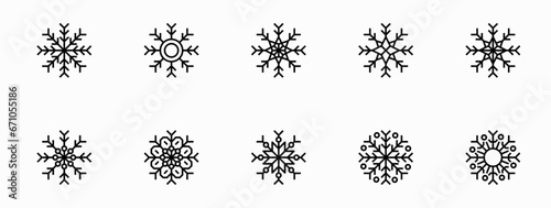 Snowflake icon set. Winter vector design elements