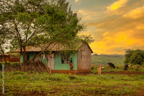 life in African village in Tanzania